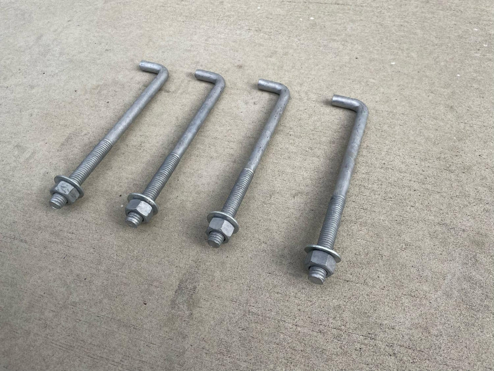 Sandbaggy 5/8" x 10" Threaded Concrete Anchor L-Bolts (Nuts & W...
