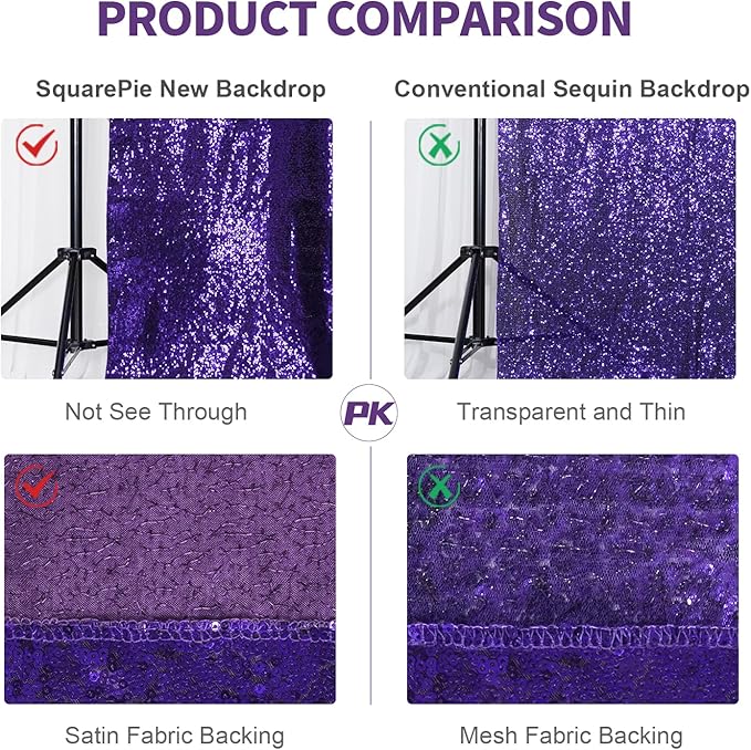 SquarePie Sequin Backdrop Less Transparent Background Sparkly Curtain for Wed...