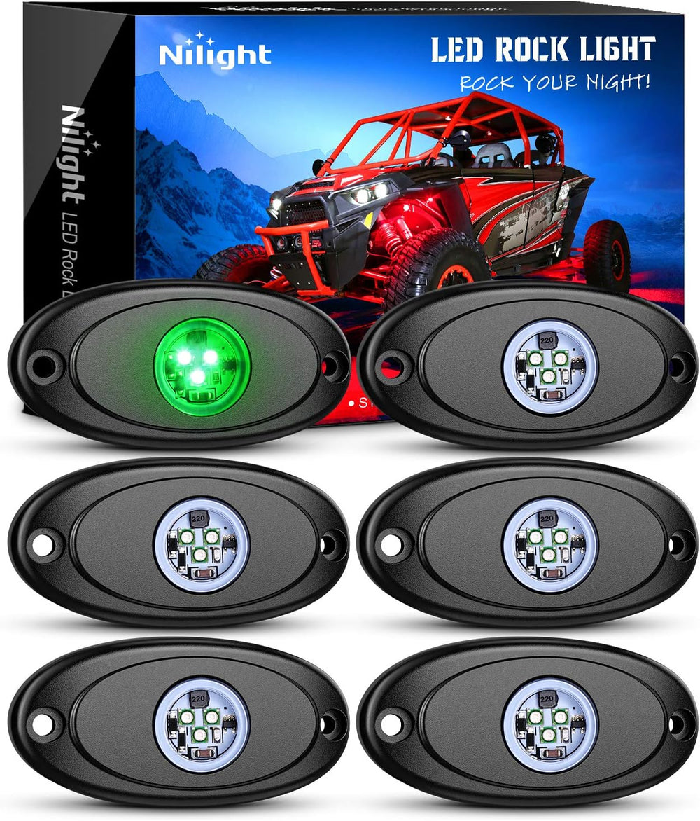 Nilight LED Rock Light 6PCS Green Pods