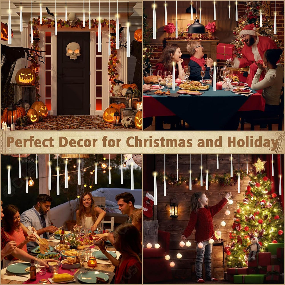 JOSU Floating Candles with Wand Remote, 12 Pcs Halloween Decor Magic Hanging ...