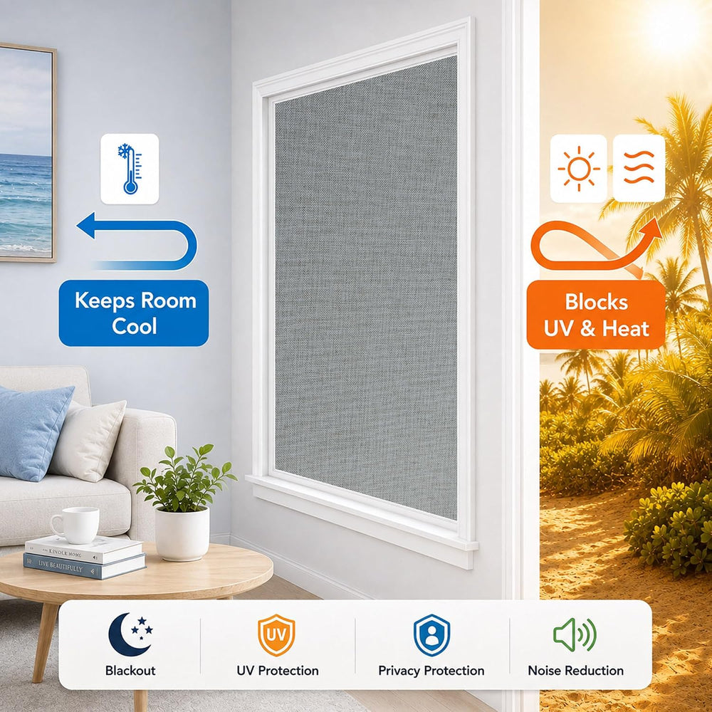 Adhesive Blackout Curtains for Blinds, Stick On Curtains No Drill Needed, 100...