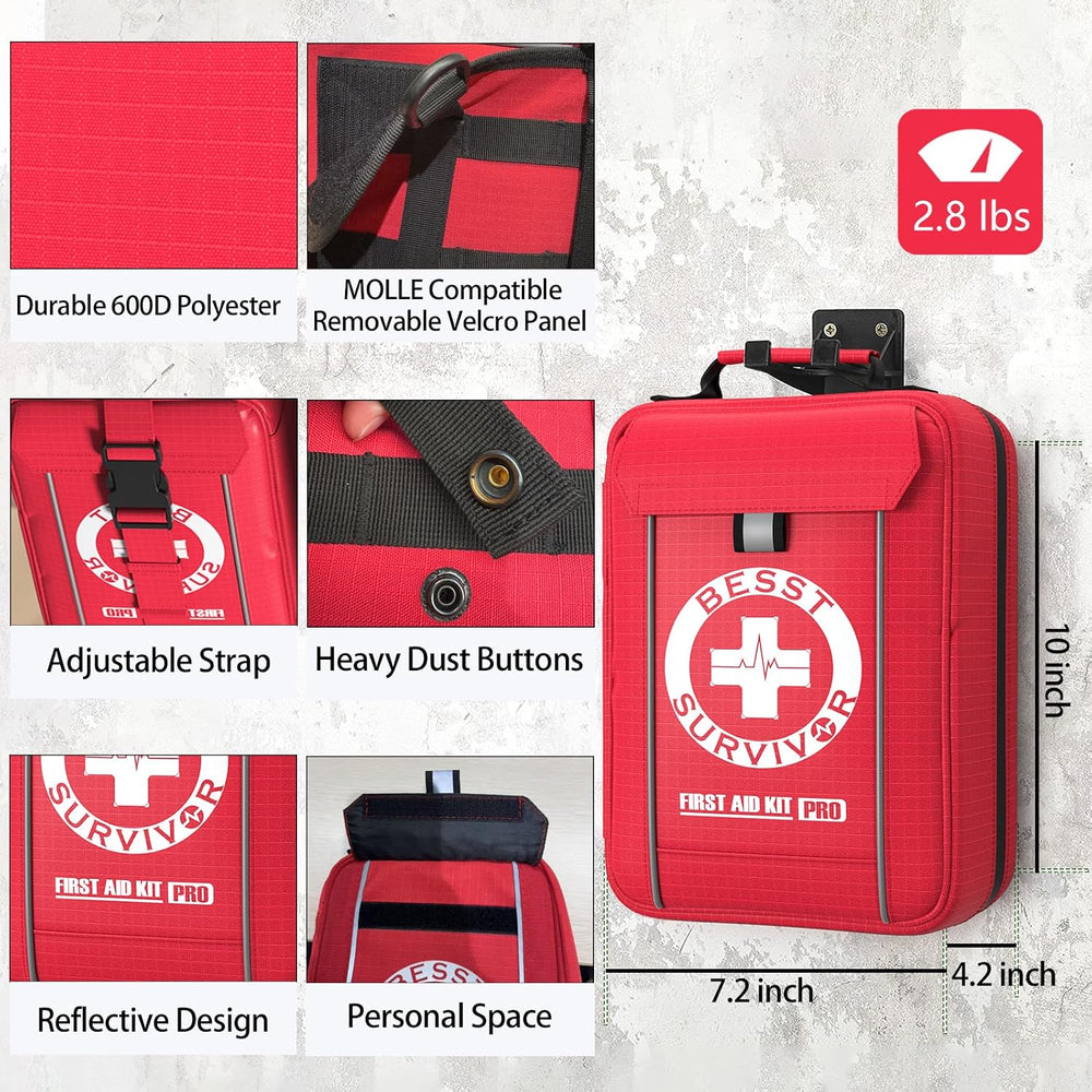 Professional Trauma First Aid Kit - Military-Grade Labelled Compartments &amp...