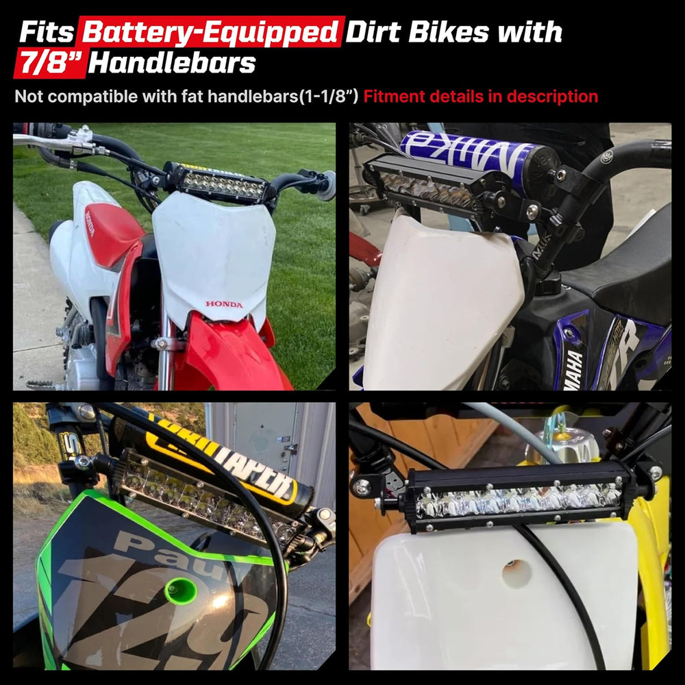 Dirt Bike Light Bar Kit, Plug-Play Dirt Bike Headlight, 7/8” Handlebar (Batte...