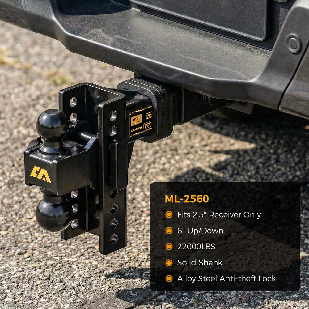 CAMMOO Adjustable Trailer Hitch for 2.5inch Receiver 6 inch Rise/Drop Hitch