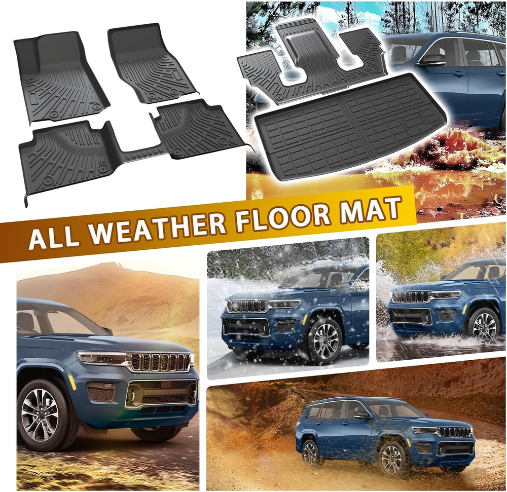 Powerty Floor Mats Cargo Liner for Jeep Grand Cherokee L 2021-2027(6-Seater w...