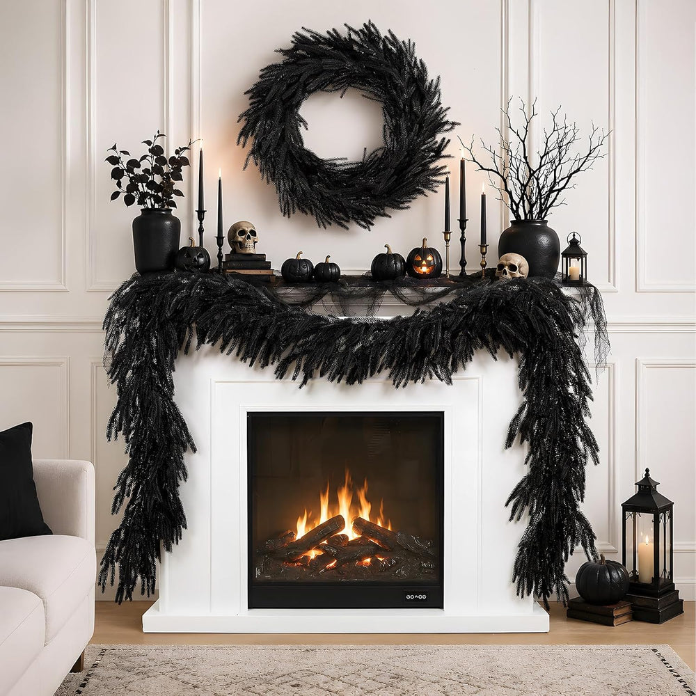 N&T NIETING 9FT Black Garland Artificial Norfolk Pine Garland Real Touch ...