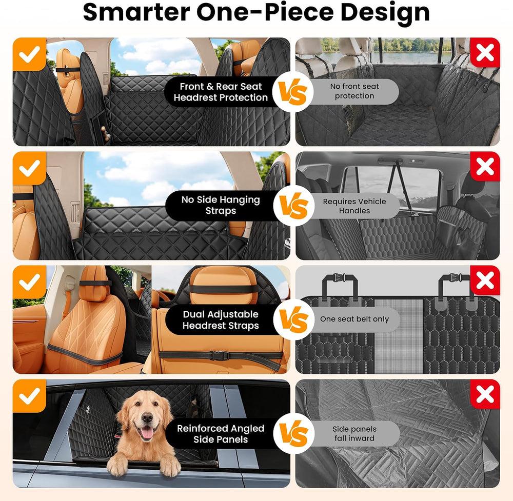 Hard Bottom Dog Car Seat Cover for Back Seat, Heavy Duty