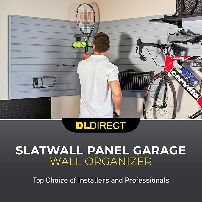 DLDIRECT Slatwall Panel Garage Wall Organizer: Heavy Duty Mounted PVC Rack