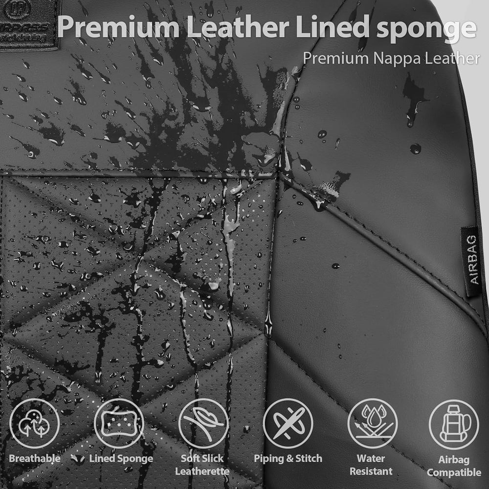 CAR PASS Luxury Memory Foam Leather Front Seat Covers, Breathable Perforated ...