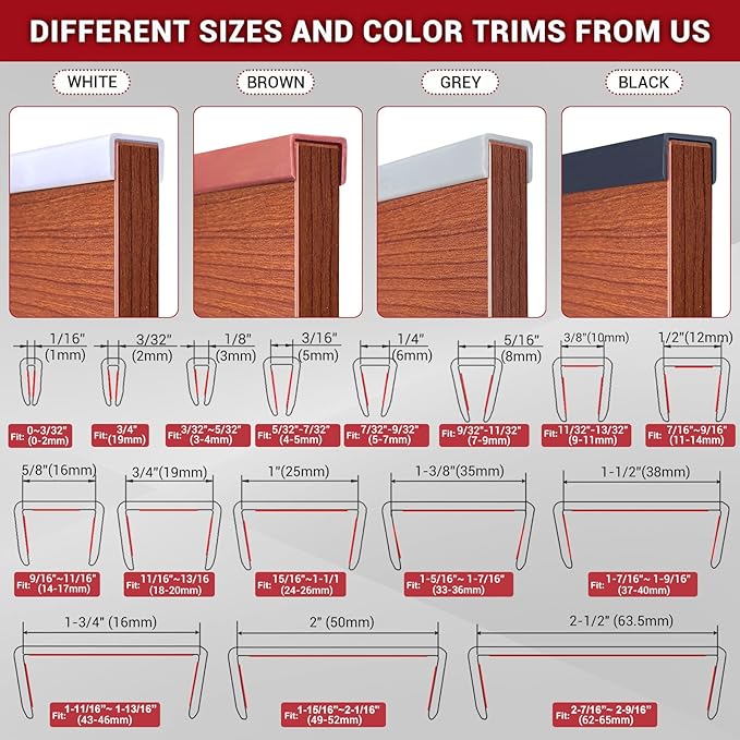 Rubber Edge Trim, Flexible Self-Adhesive U Shaped Peel and Stick Edge Banding