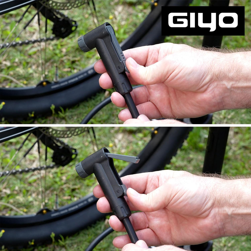 GIYO Bike Floor Pump - 3" Dual Scale Gauge - Road & MTB | One Handed...