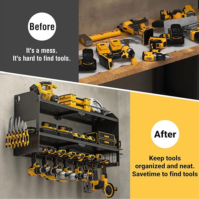 YYR Power Tool Organizer Wall Mount, Cordless Drill and Battery Holder