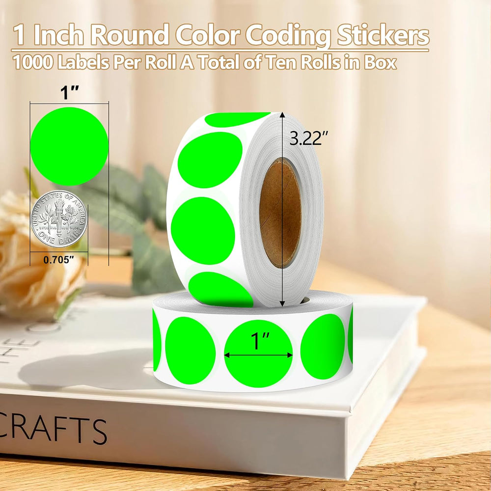 1 Inch Round Sticker Dot Stickers, 10000 Dot Labels in Dispenser Box