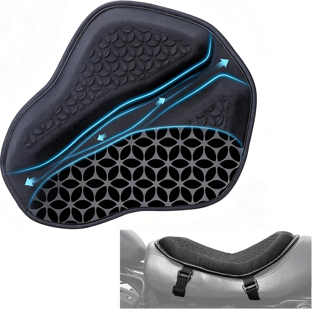 Upgraded Motorcycle Gel Seat Cushion, Universal Motorcycle Seat Pad, Shake Ri...