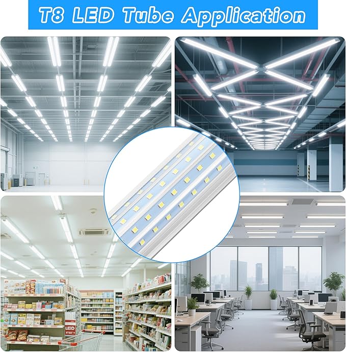 T8 LED Shop Lights 4FT Garage Light, 6 Pack 60W 9600LM 6000K Daylight Work