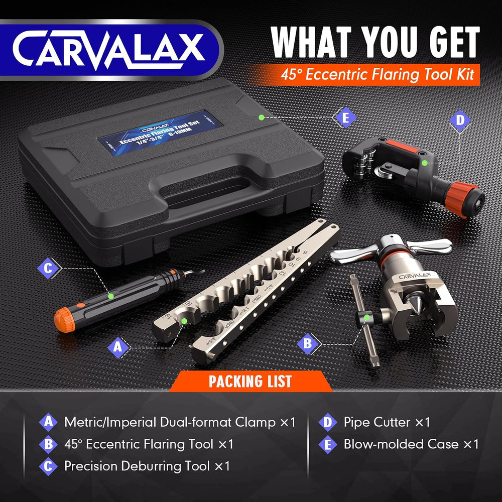 CARVALAX Flaring Tool Kit, Single Metric/Imperial Clamp, 6-19mm & 1/4&quo...