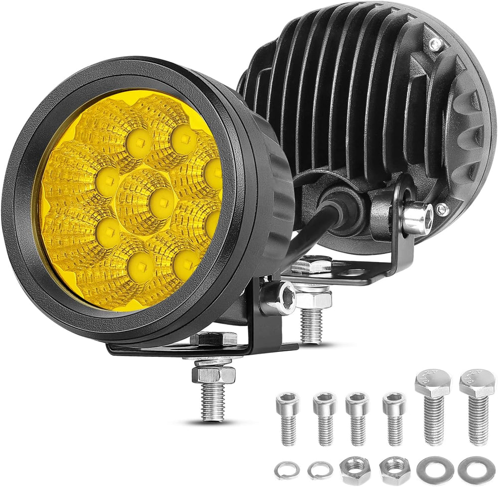 Round LED Pods Yellow, Niwaker 2PCS 54W 3 Inch Fog Lights Off Road Lighting A...