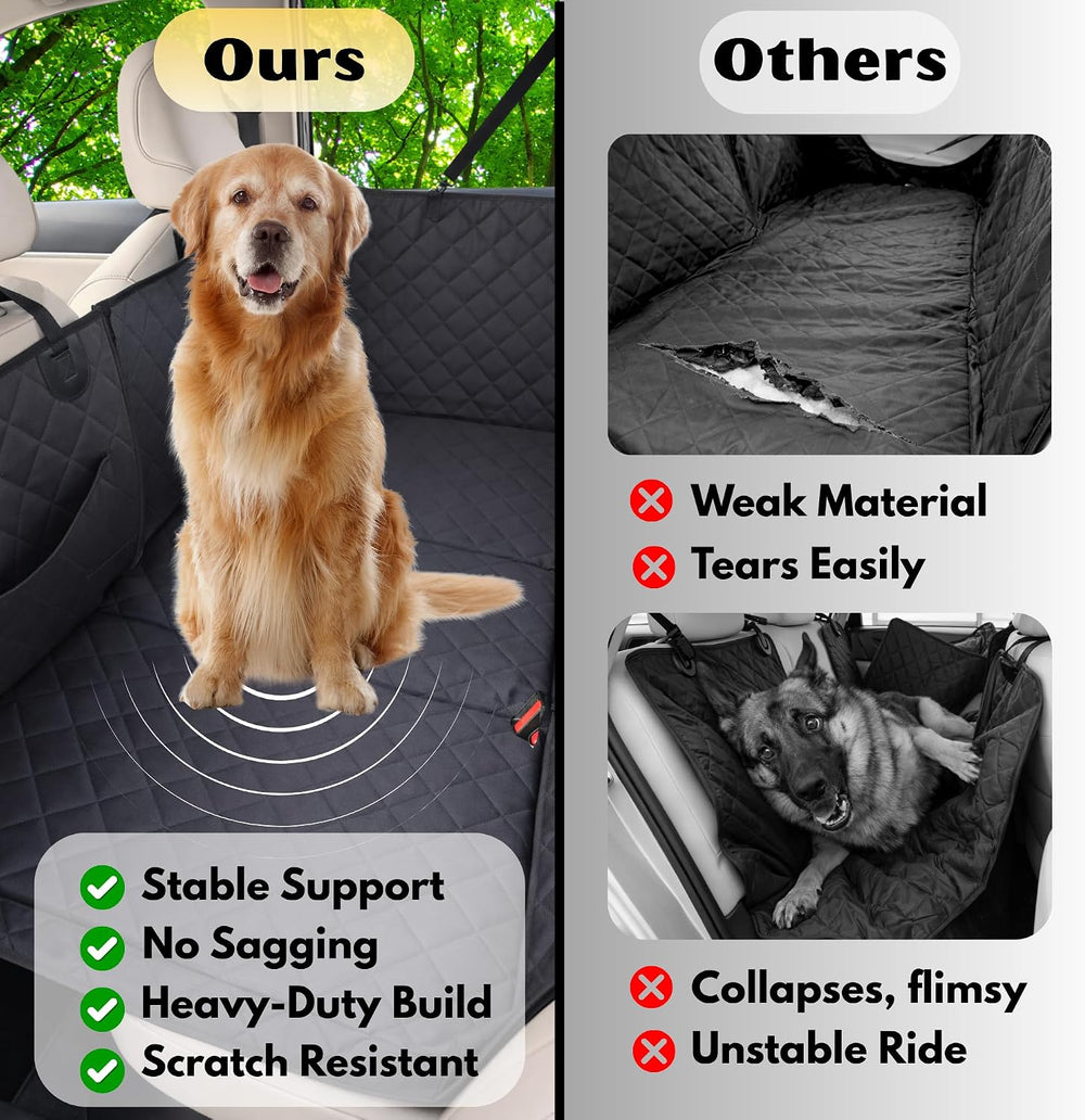 Dog Car Seat Cover for Back Seat with Hard Bottom - Backseat Extender