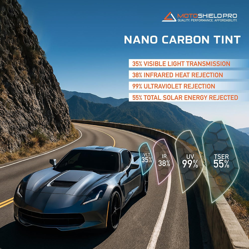 MotoShield Pro 35% VLT Nano Carbon Car Window Tint Film 40” in x 100’ ft Roll...