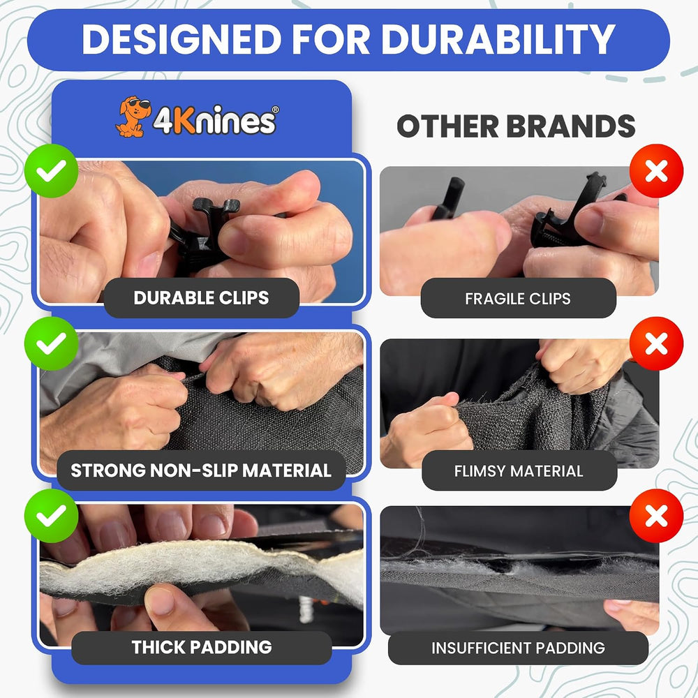 4Knines Heavy-Duty Rear Seat Cover for Dogs, Black