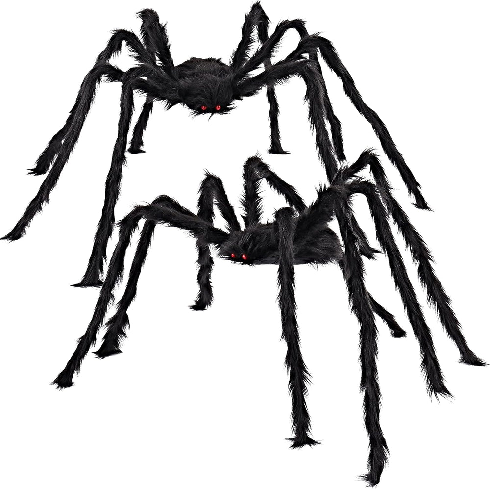 JOYIN 2 Pack 5 Ft Halloween Outdoor Decorations Hairy Black Spider, Scary Gia...