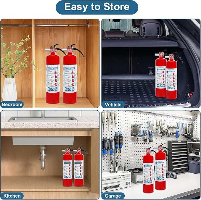 4 Pack ABC Dry Chemical Fire Extinguishers, 2.5 lb 1A:10B:C Rating