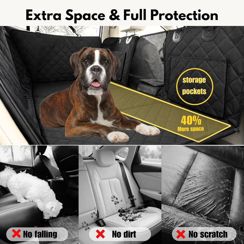 Dog Car Seat Cover for Back Seat with Hard Bottom - Backseat Extender
