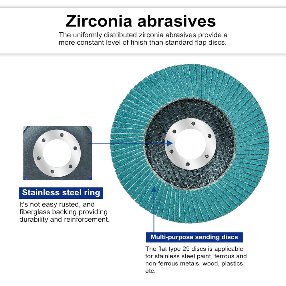 Sali 100 Pack Zirconia Flap Disc 40 Grit 4.5" x 7/8-Inch Sanding Disc Be...