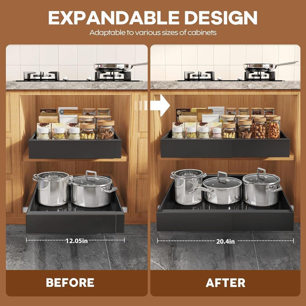 Seinloes 2Pack Expandable Pull Out Cabinet Organizer 21"Deep with Raisin...