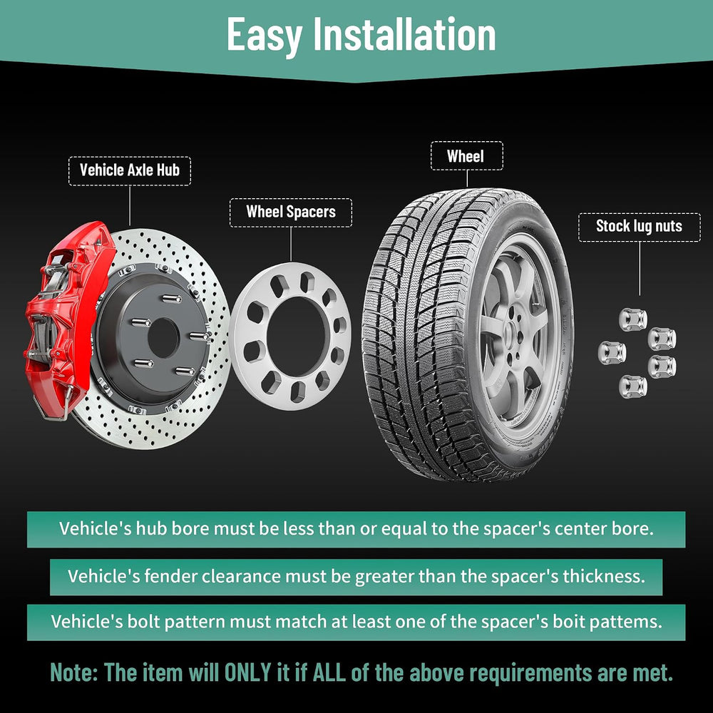 4PCS Universal Wheel Spacers 1/2 Inch (12mm) for 5 Lug Wheel Spacers Vehicles...