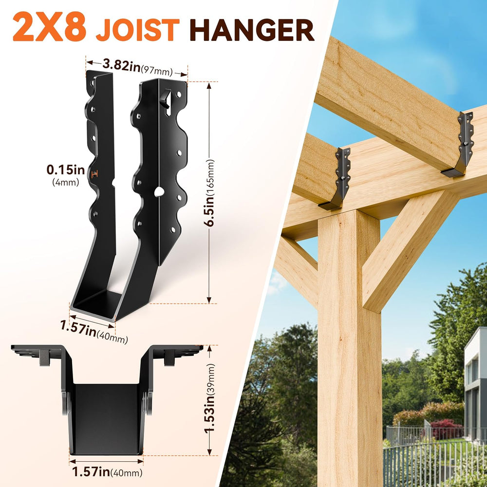 25 Pcs Black 2x8 Joist Hanger,LU28 18 Gauge Double Shear Face Mount Joist Han...