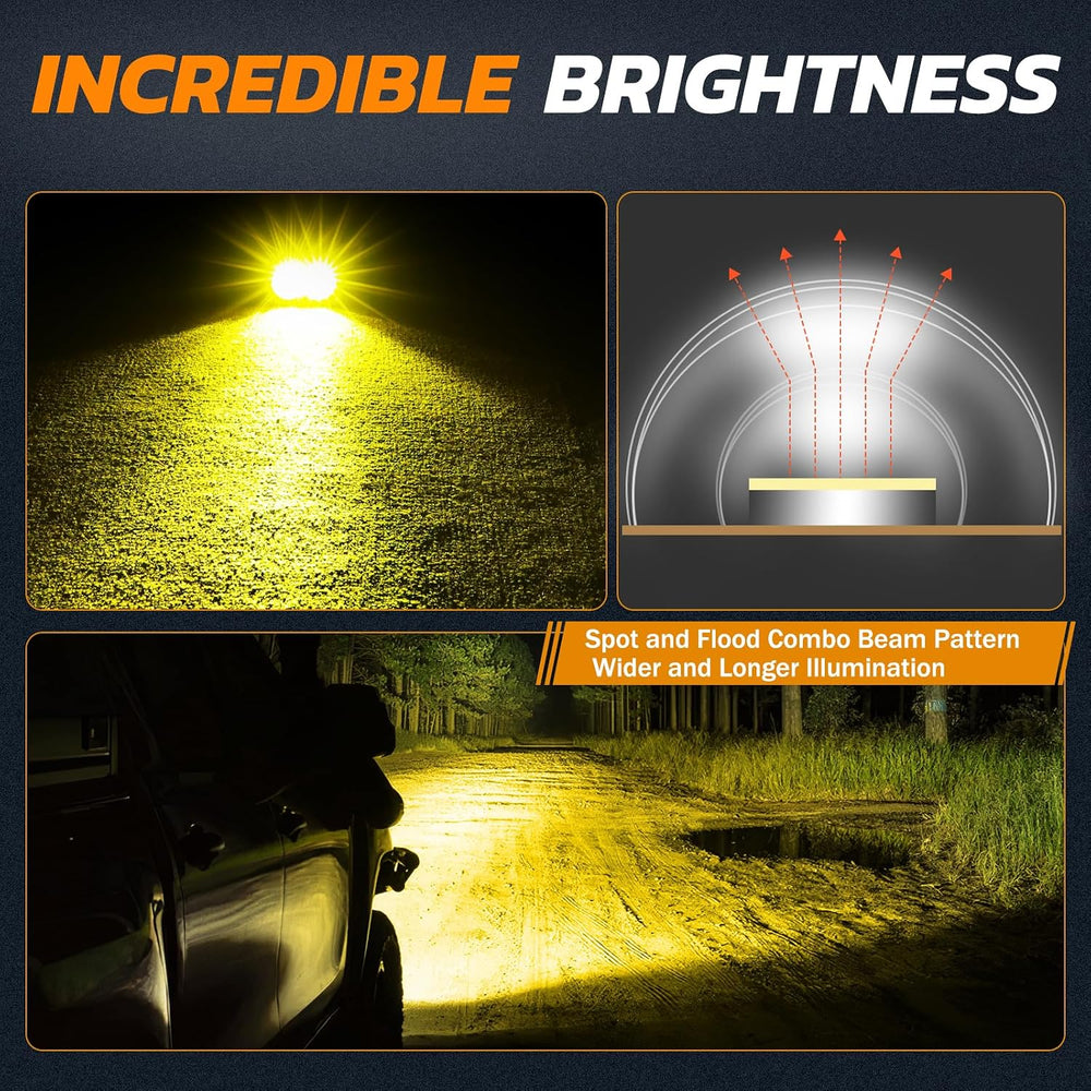 Yellow LED Pods Lights, Rfroad Lighting 3 Inch 40W Ditch Lights Off Road Ligh...