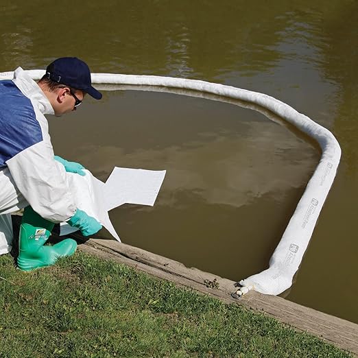 PIG Oil Boom - Oil-Only Absorbent Boom - 4 Pack - 3" x 20' Boom - Ab...