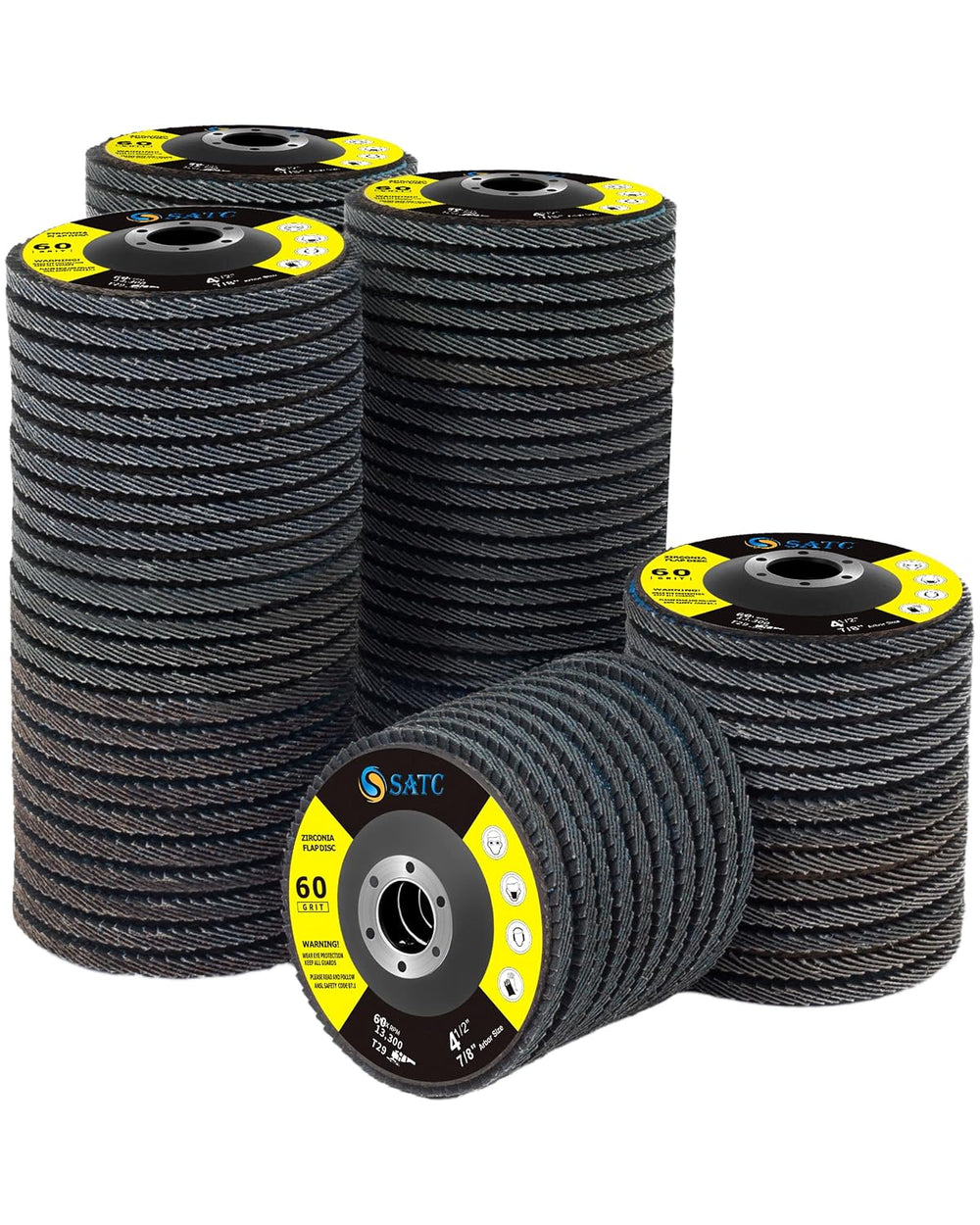 S SATC 100 PCS Flap Discs 4 1/2 for Angle Grinder 60 Grit Grinding Wheels