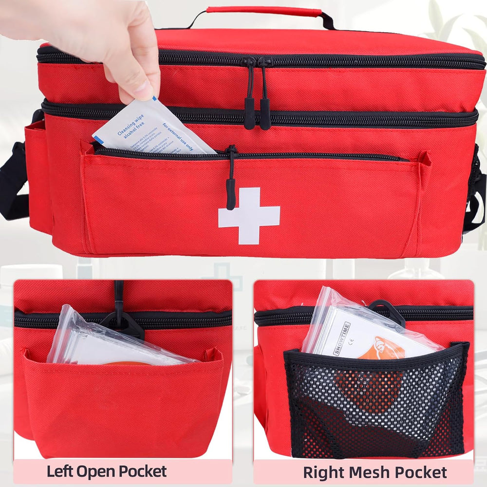 ALSLEA First Aid Bag Empty Large Medical Bag with Shoulder Strap Medicine Org...