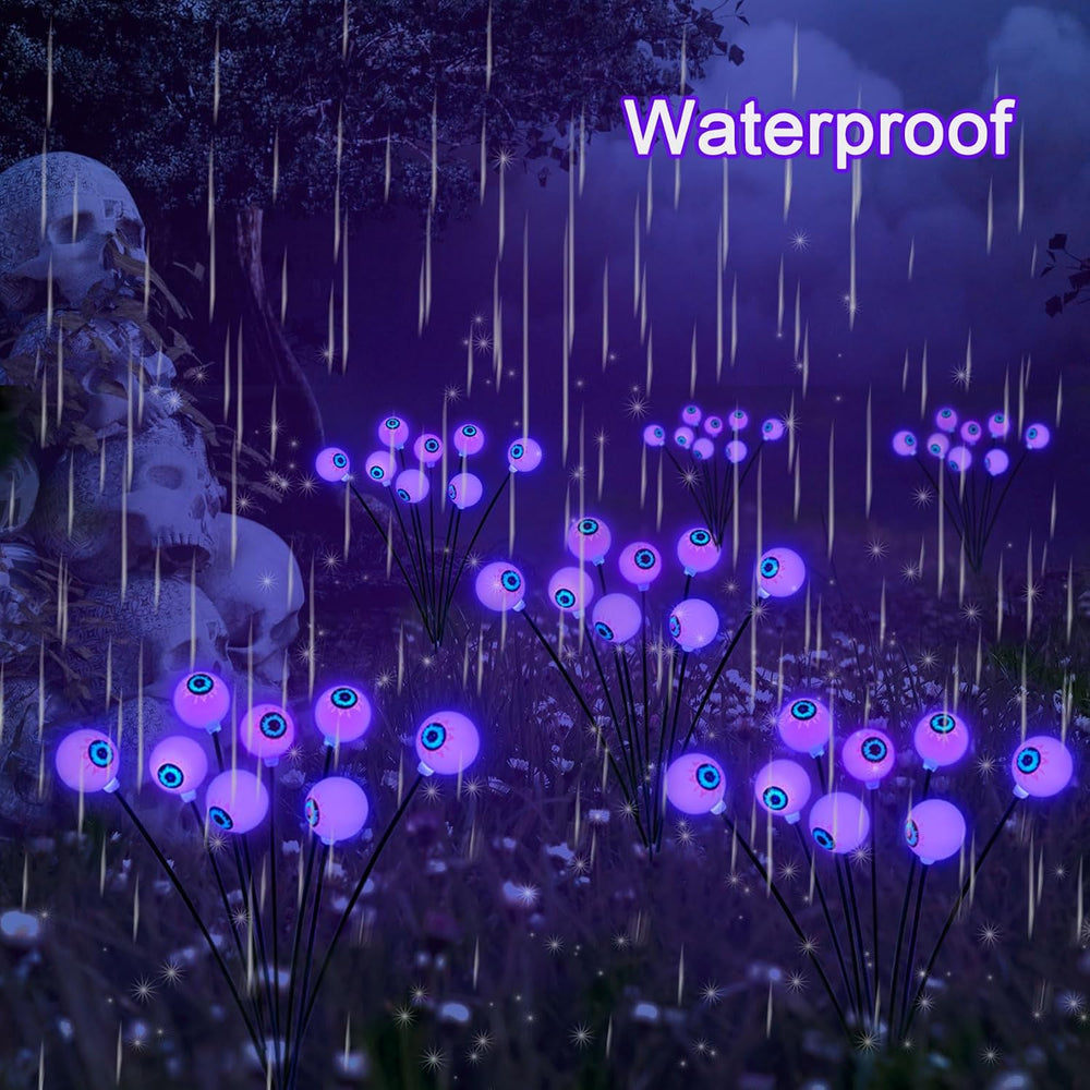 Solar Eyeball Lights for Halloween 32 Purple LED Swaying Firefly Lights Water...