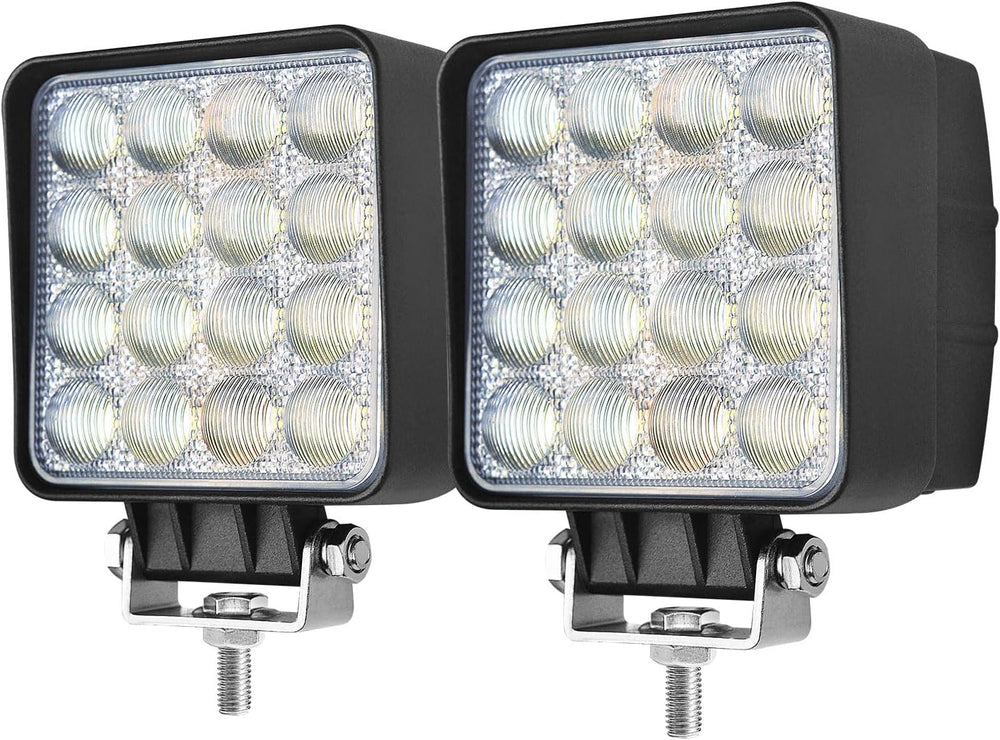 2PACK 48W LED Work Lights 12/24 Volt 5500LMS 4.3INCH Wide Ultra Bright Square
