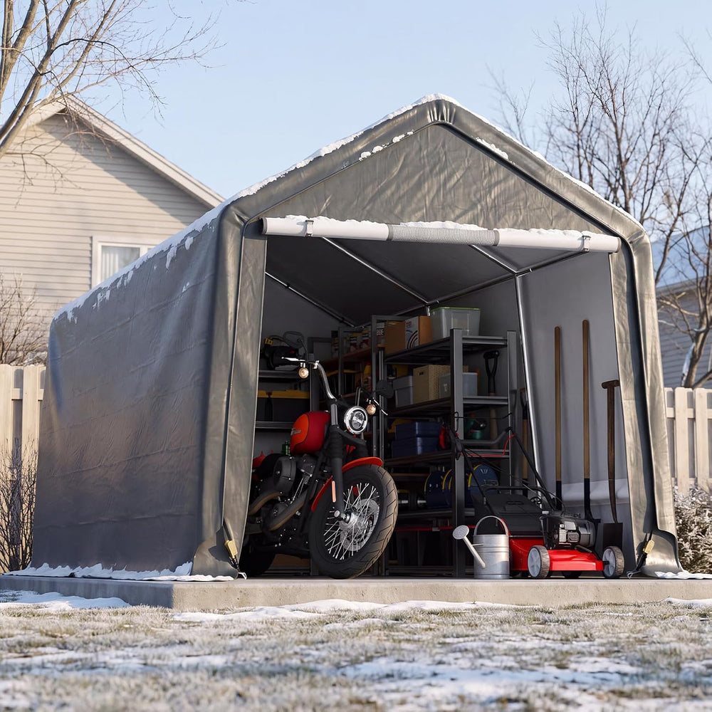 Quictent Heavy Duty 8x14FT Carport Storage Shelter with Roll-Up Door&Vents