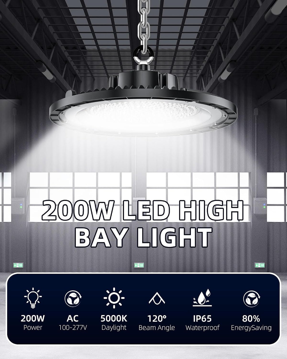 THELUX 200W10PACK UFO LED High Bay Light 200W 5000K 30000LM Plug and Play