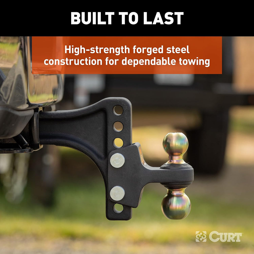 CURT 45937 HD Adjustable Hitch Ball Mount with Dual Ball, 2-1/2" Shank, ...