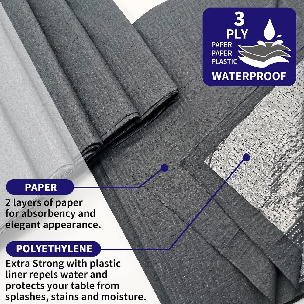 [6 Pack] Black Paper Tablecloth Disposable for Rectangle Tables, 54 X 108 Inc...