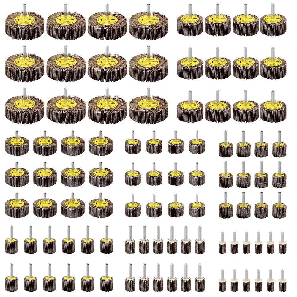 Rocaris 96 Pack 1/4" 80 Grit Abrasive Flap Wheel Sander Set