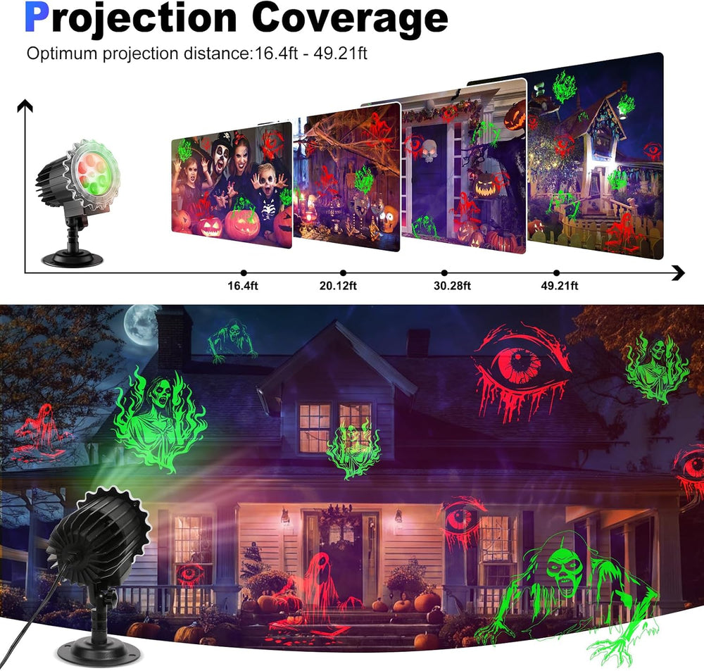 Matekxy Halloween Projector Lights Outdoor, 2025 Upgraded 3D Brighter Green&a...