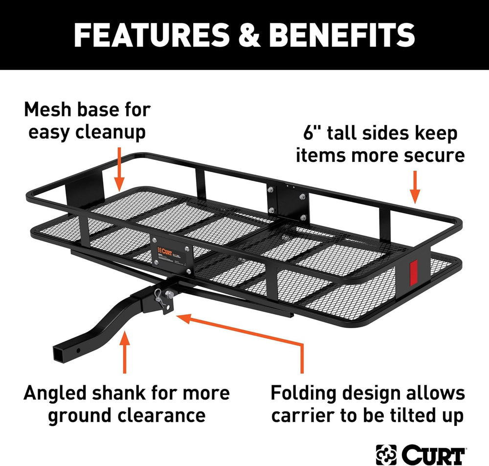 CURT 18153 Cargo Basket Hitch Trailer Hitch Cargo Carrier, 500 lbs. Capacity,...