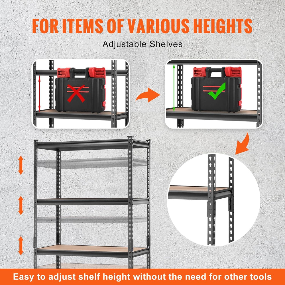 VEVOR Storage Shelves 5-Tier Adjustable 2000 lbs 36"x18"x72" S...
