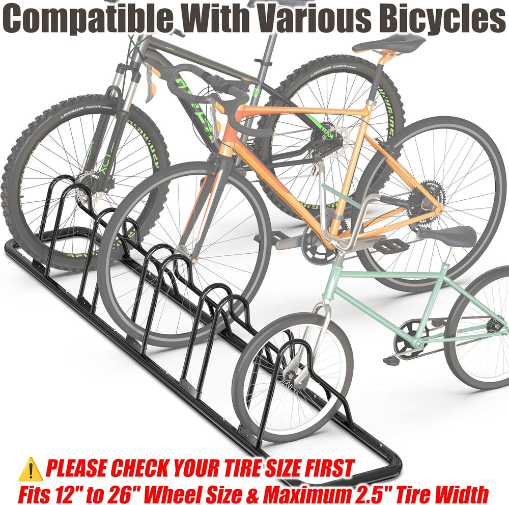 Simple Houseware 5-Bike Adjustable Floor Storage Rack for Garage, Black