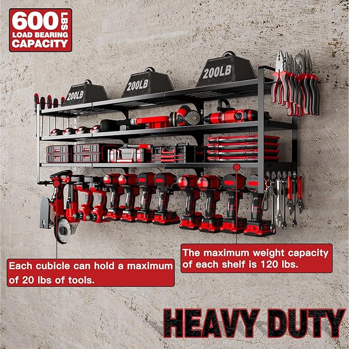 48" Large Power Tools Organizer Wall Mount, 12 Drill Holder