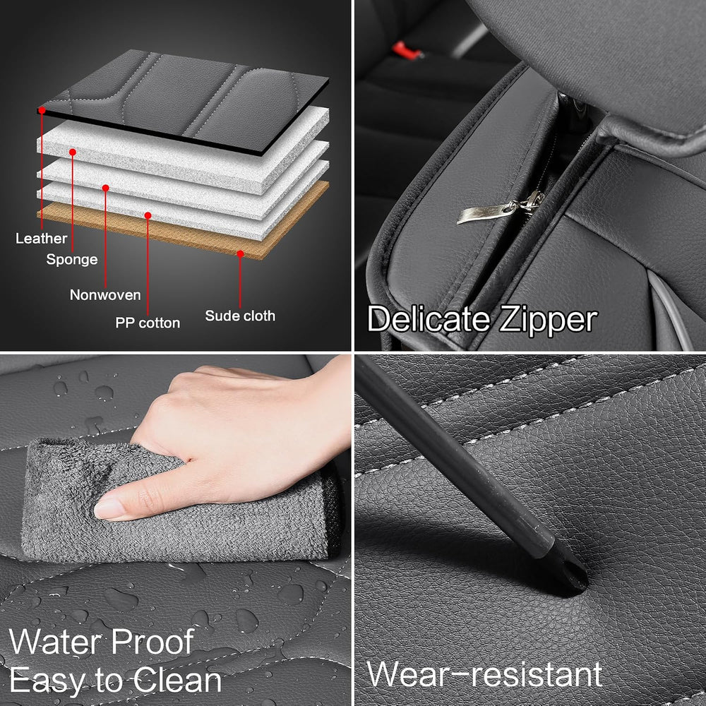 Pariitadin Leather Car Seat Covers Full Set, Waterproof Breathable Faux Leath...