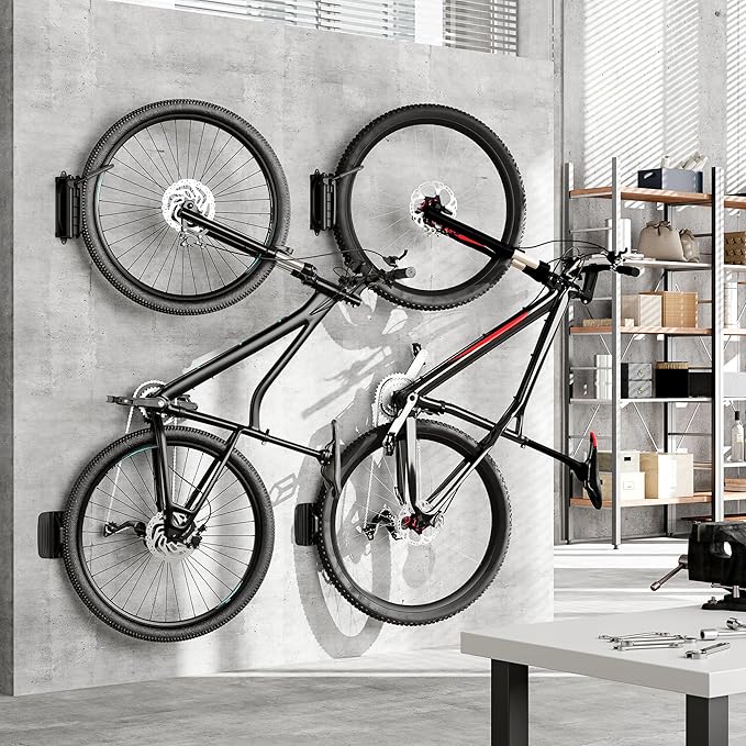 monTEK Swivel Bike Wall Mount – 2 Pack Garage Bike Hanger & Space-Saving