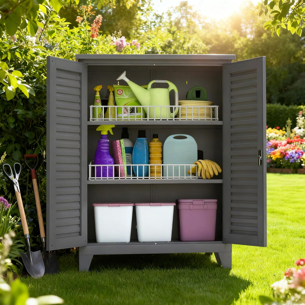 RYH 47.2” Tall Metal Outdoor Storage Cabinet(47.2" H × 35.4" W ×17....